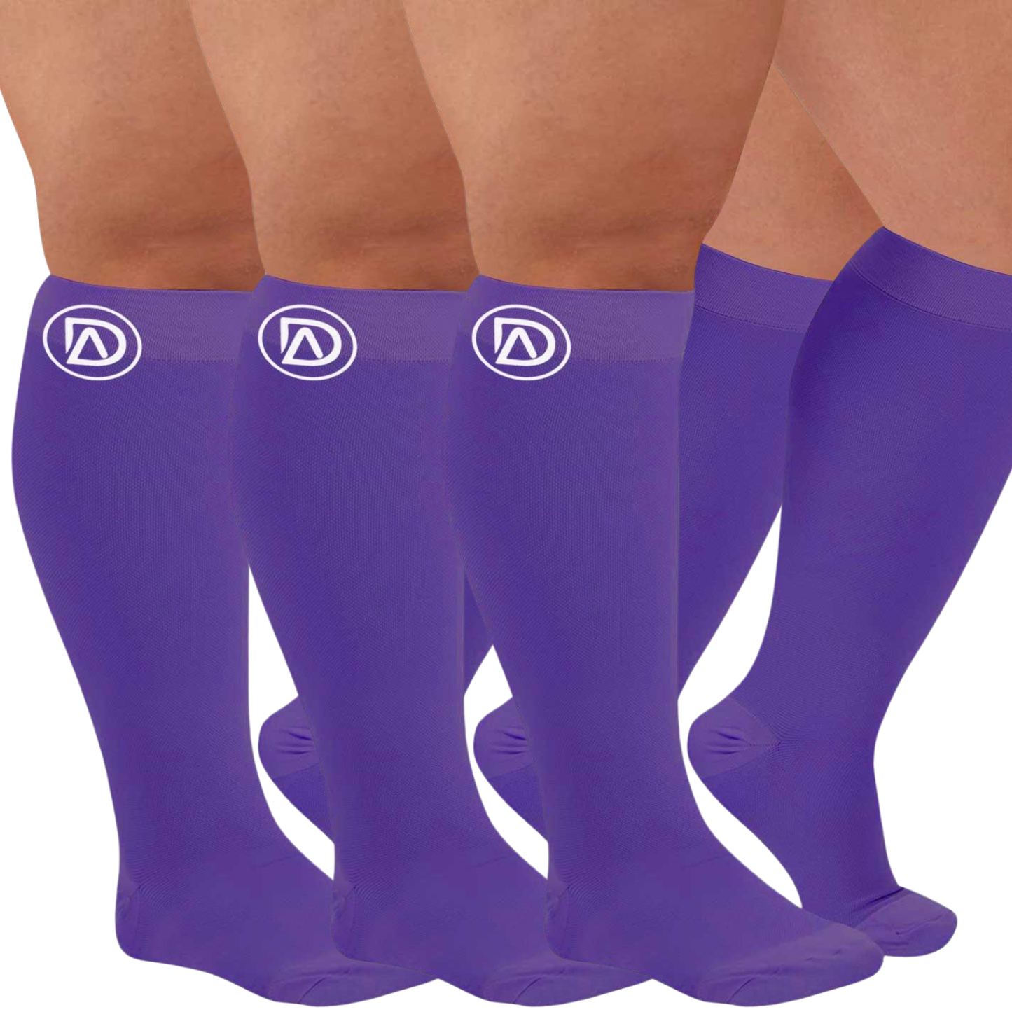 Plus Size Wide Calf Compression Socks 20–30 mmHg – 3 Pair Multipack