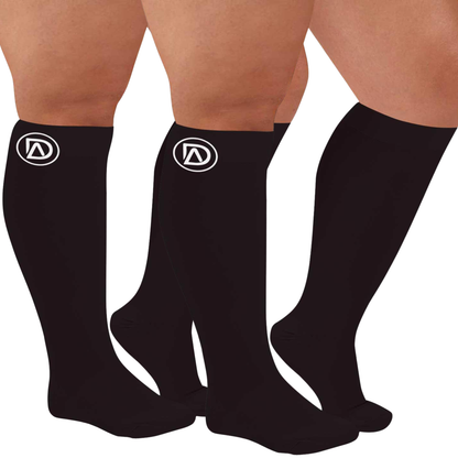 Plus Size Wide Calf Compression Socks 20–30 mmHg – 2 Pair Multipack