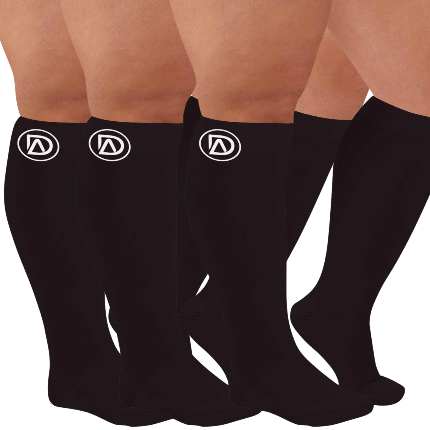 Plus Size Wide Calf Compression Socks 20–30 mmHg – 3 Pair Multipack