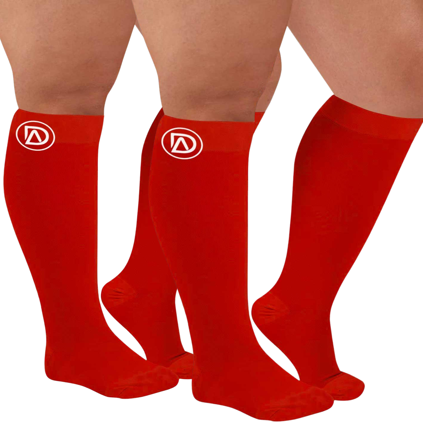 Plus Size Wide Calf Compression Socks 20–30 mmHg – 2 Pair Multipack