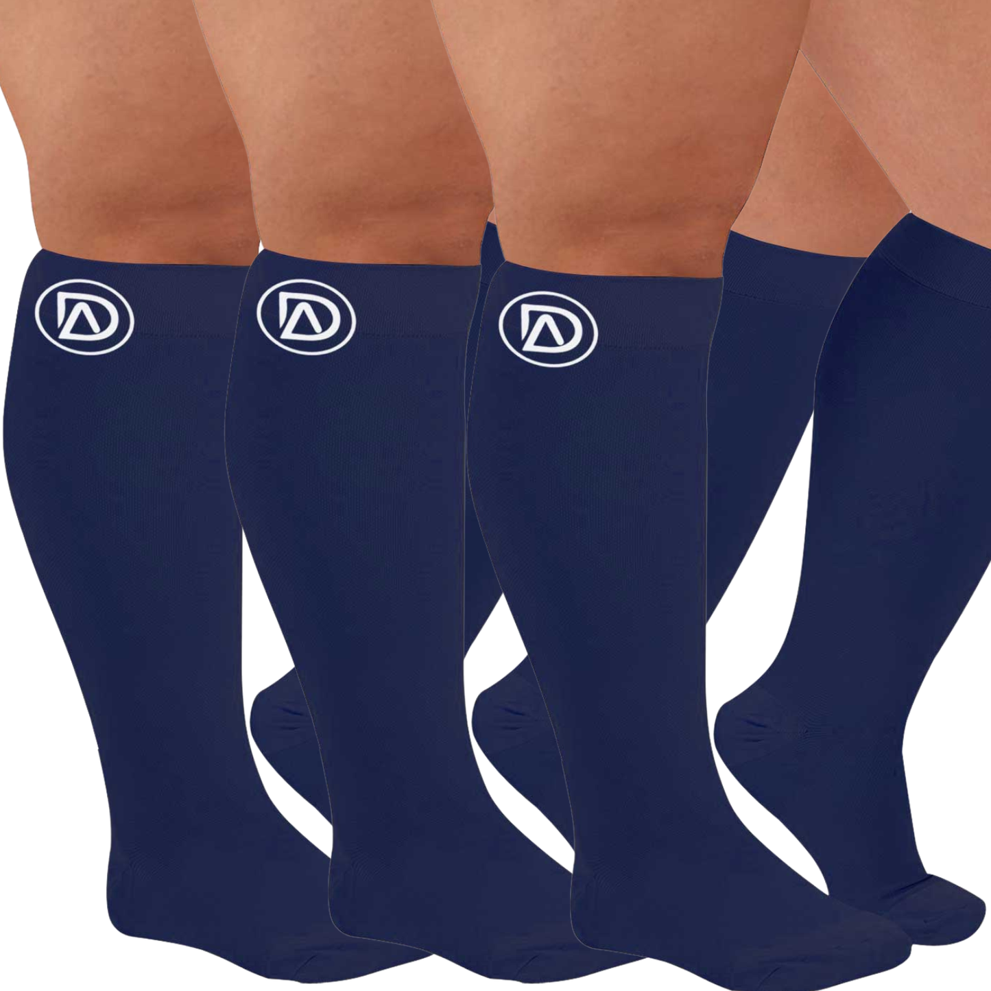 Plus Size Wide Calf Compression Socks 20–30 mmHg – 3 Pair Multipack