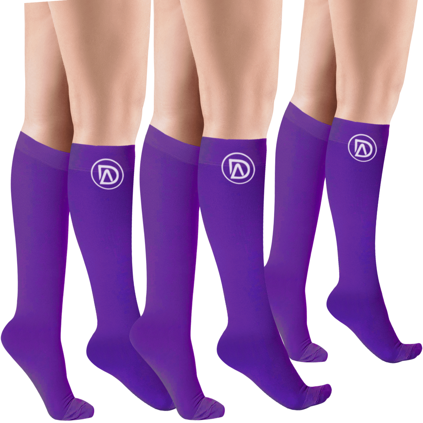 Plus Size Wide Calf Compression Socks 20–30 mmHg – 3 Pair Multipack