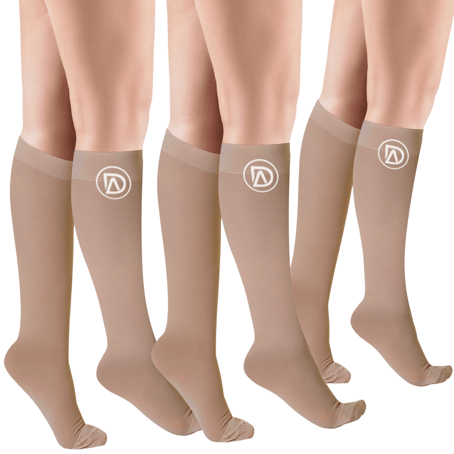 Plus Size Wide Calf Compression Socks 20–30 mmHg – 3 Pair Multipack