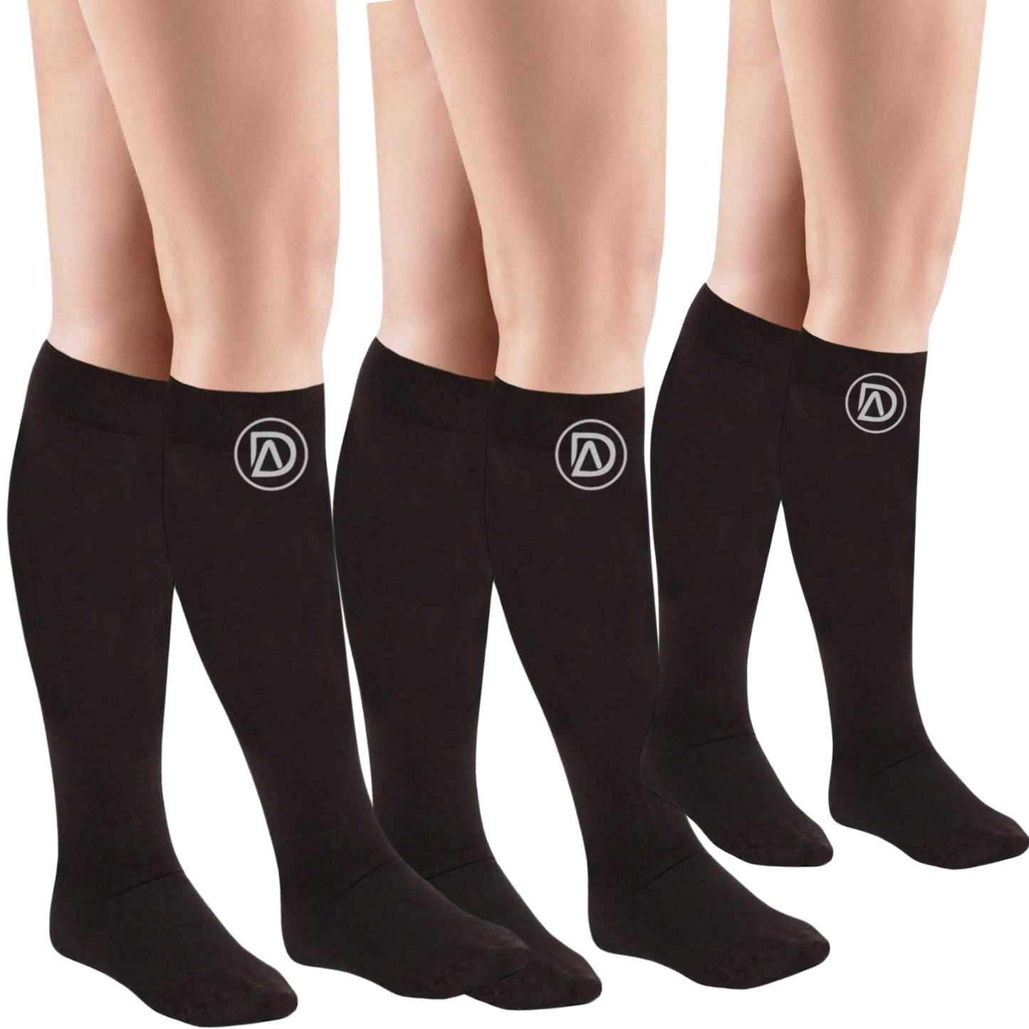 Plus Size Wide Calf Compression Socks 20–30 mmHg – 3 Pair Multipack