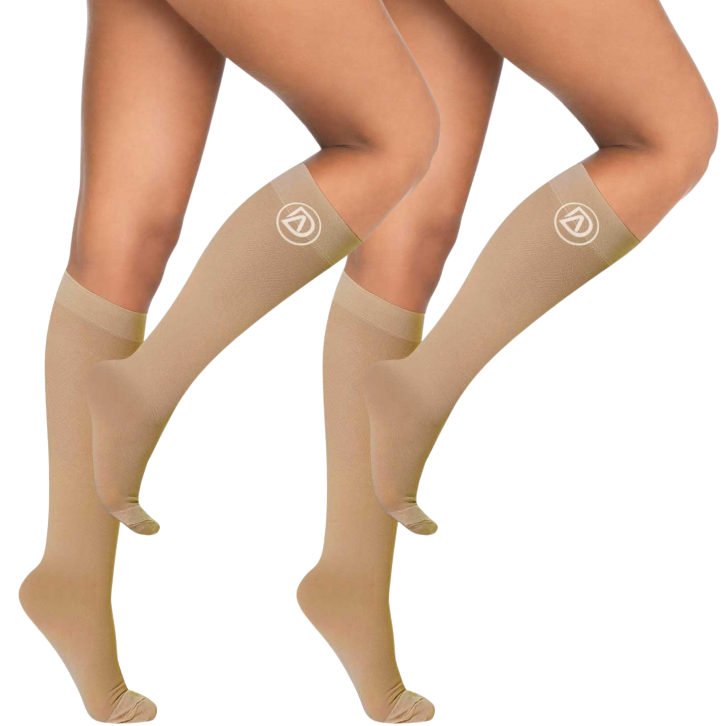 Plus Size Wide Calf Compression Socks 20–30 mmHg – 2 Pair Multipack