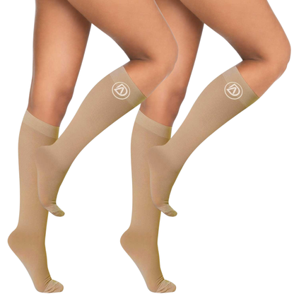 Plus Size Wide Calf Compression Socks 20–30 mmHg – 2 Pair Multipack