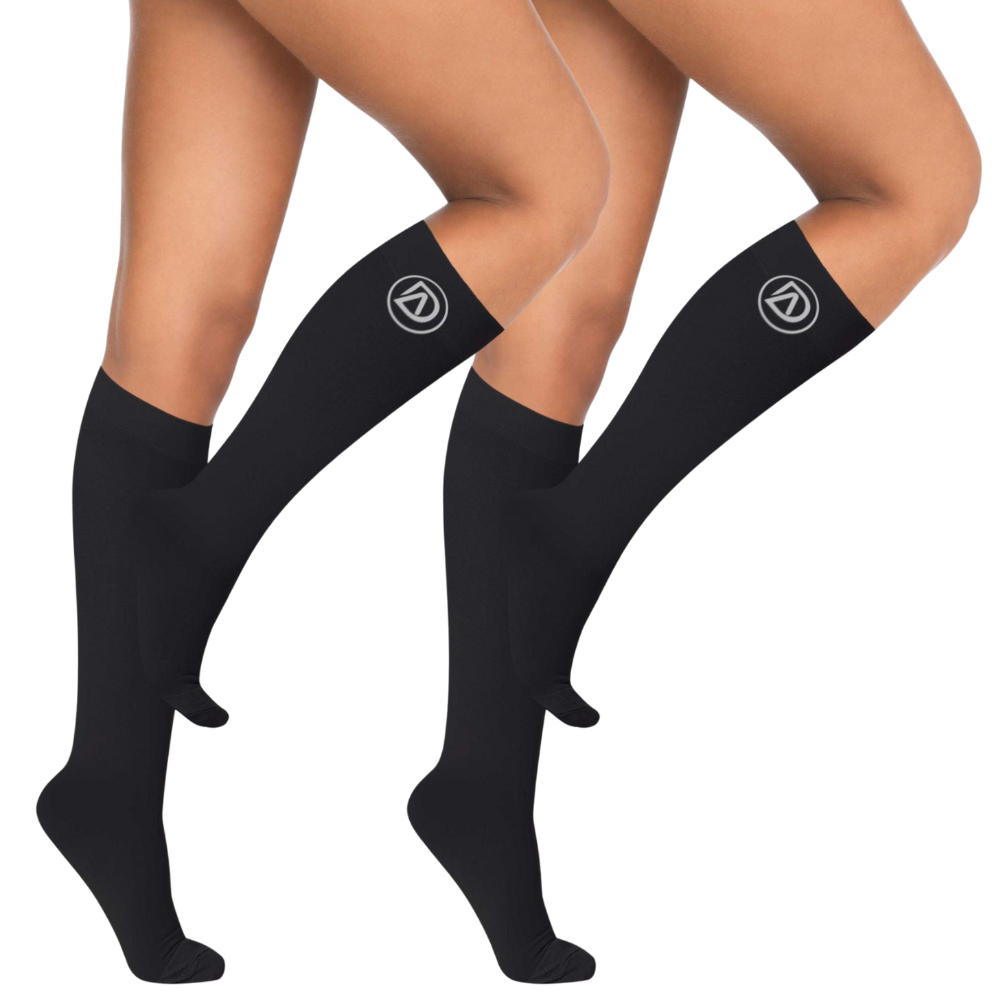 Plus Size Wide Calf Compression Socks 20–30 mmHg – 2 Pair Multipack