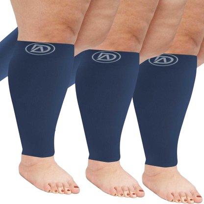 Plus Size Wide Calf Compression Sleeves 20–30 mmHg – 3 Pair Multipack