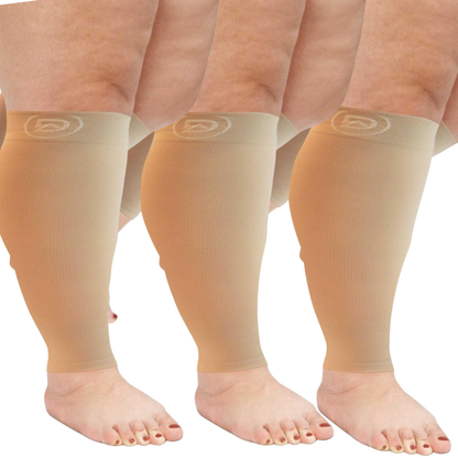 Plus Size Wide Calf Compression Sleeves 20–30 mmHg – 3 Pair Multipack