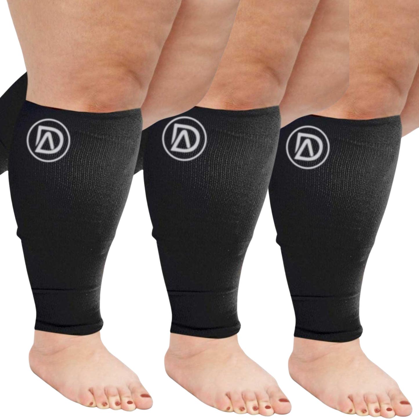 Plus Size Wide Calf Compression Sleeves 20–30 mmHg – 3 Pair Multipack