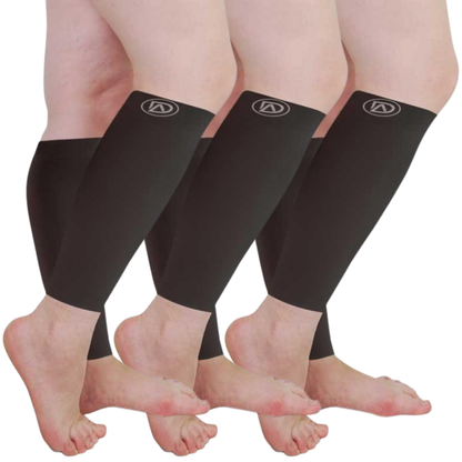 Plus Size Wide Calf Compression Sleeves 20–30 mmHg – 3 Pair Multipack