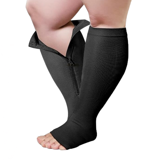 15-20mmHg Plus Size Compression Open Toe Socks with Zipper | Compression Closed Toe Socks with Zipper