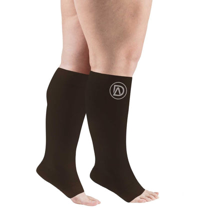 Plus Size Wide Calf Toeless Compression Socks 20–30 mmHg 3 Pair Multipack
