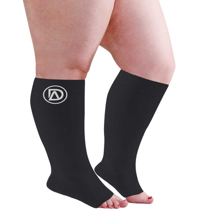 Plus Size Wide Calf Toeless Compression Socks 20–30 mmHg 3 Pair Multipack