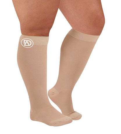 Plus Size Wide Calf Compression Socks 20–30 mmHg – 2 Pair Multipack